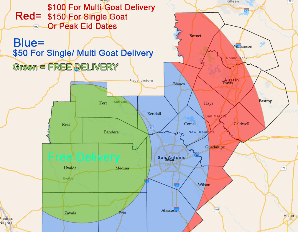 Halal Goat Texas Delivery Area
